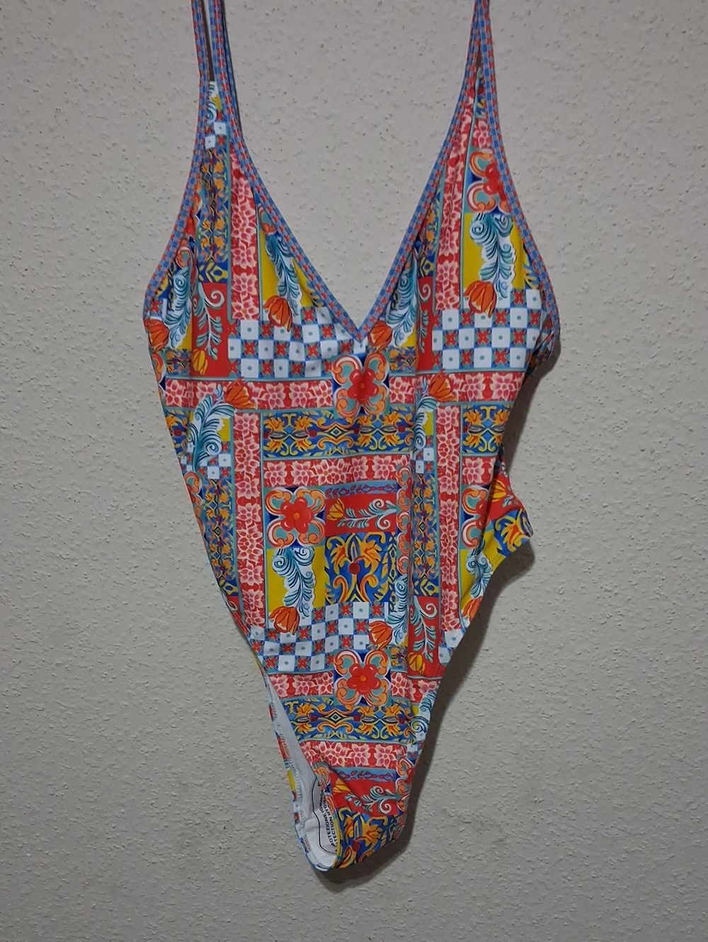 Fashion Nova Multicolor Tile-Print One-Piece Swimsuit
